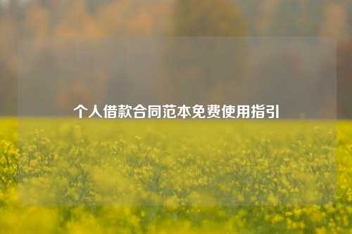 个人借款合同范本免费使用指引