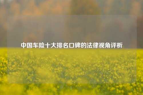 中国车险十大排名口碑的法律视角评析