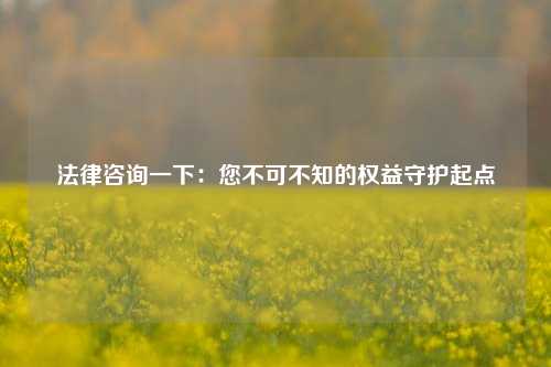法律咨询一下：您不可不知的权益守护起点