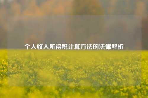 个人收入所得税计算方法的法律解析