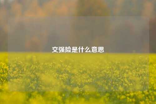 交强险是什么意思