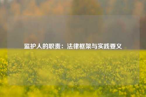 监护人的职责：法律框架与实践要义