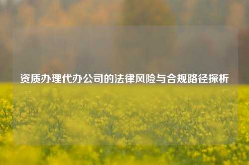 资质办理代办公司的法律风险与合规路径探析