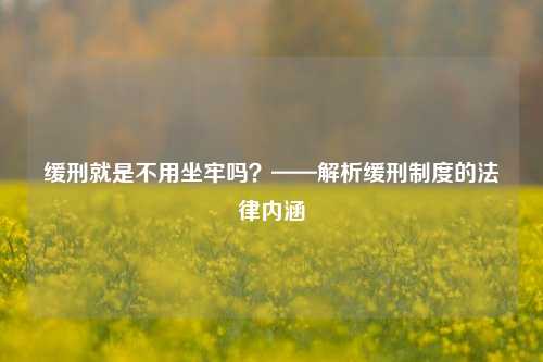 缓刑就是不用坐牢吗？——解析缓刑制度的法律内涵