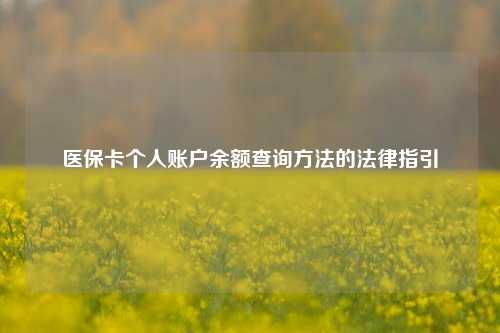 医保卡个人账户余额查询方法的法律指引