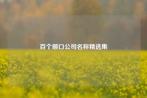 百个顺口公司名称精选集