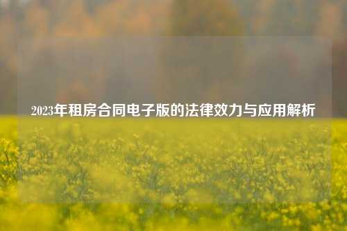 2023年租房合同电子版的法律效力与应用解析