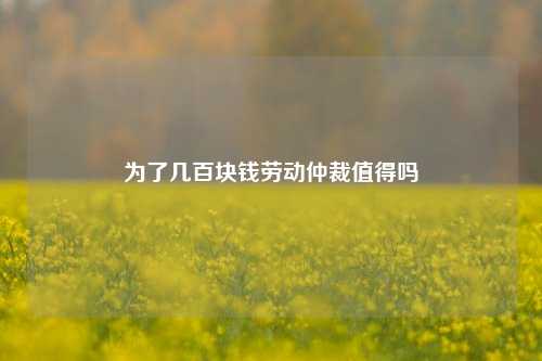 为了几百块钱劳动仲裁值得吗