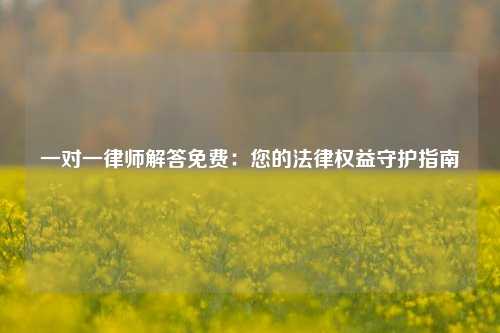 一对一律师解答免费：您的法律权益守护指南