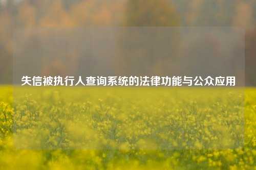 失信被执行人查询系统的法律功能与公众应用