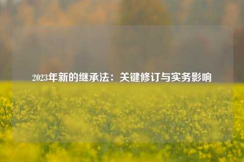 2023年新的继承法：关键修订与实务影响