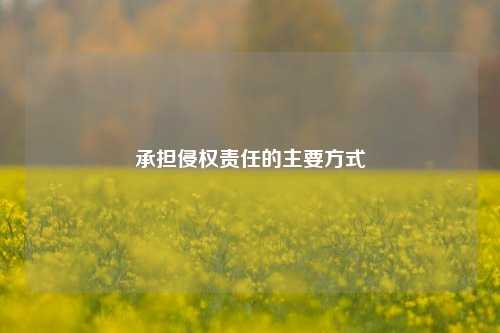 承担侵权责任的主要方式